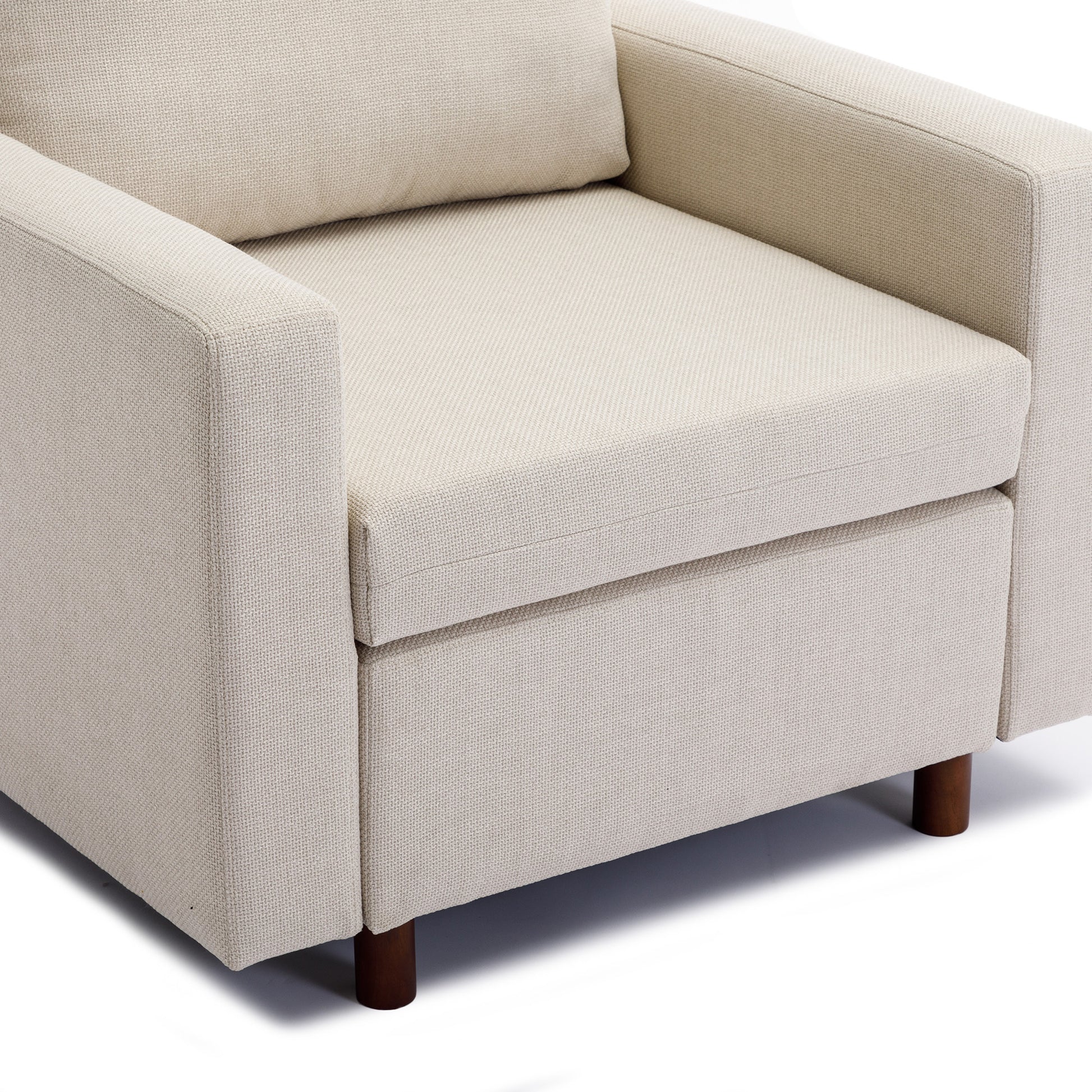 4 Seat Module Sectional Sofa Couch With 1 Ottoman For Living Room,Seat Cushion And Back Cushion Non Removable And Non Washable,Cream Cream Wood Primary Living Space Soft Modern Rubberwood Foam Linen 4 Seat