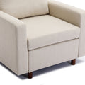 Single Seat Module Sofa Sectional Couch,Cushion Covers Non Removable And Non Washable,Cream Cream Linen Wood Primary Living Space Soft Cushion Back Modern Rubberwood Square Arms Foam Linen 1 Seat