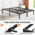 Heavy Duty Metal Bed Frame With Sturdy Steel Slat Support,Queen Black Iron