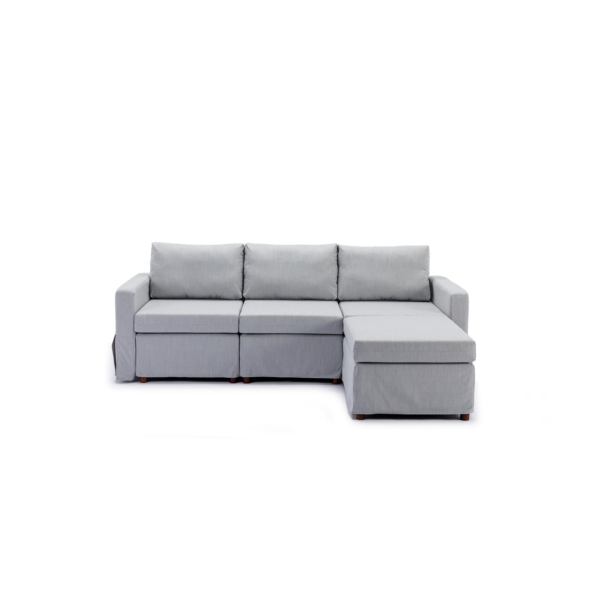 3 Seat Module Sectional Sofa Couch With 1 Ottoman,Seat Cushion And Back Cushion Removable And Washable,Light Grey Light Grey Wood Primary Living Space Soft Modern Rubberwood Foam Linen 3 Seat