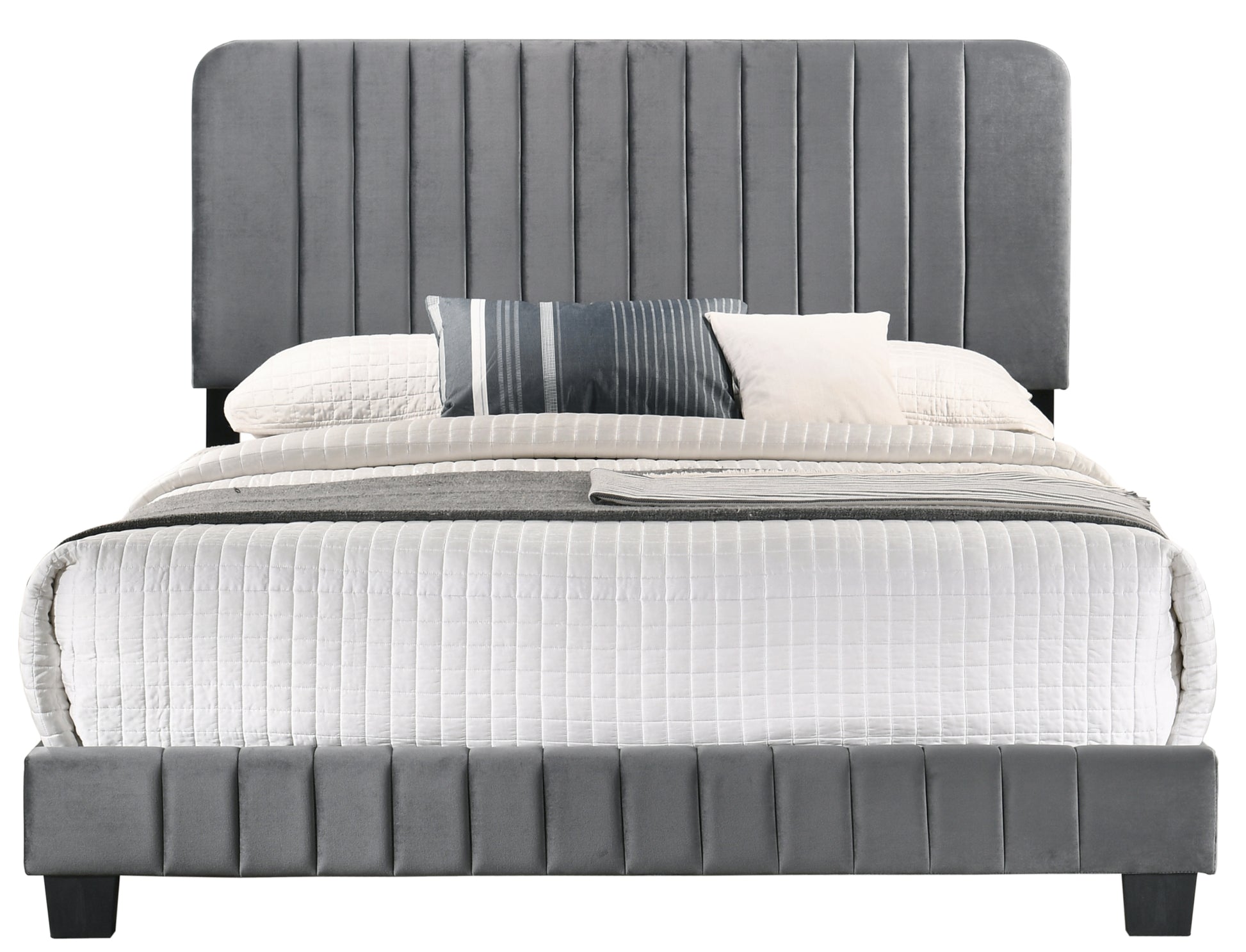Lodi G0408 Fb Up Full Bedgray Gray Foam Velvet