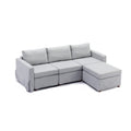 3 Seat Module Sectional Sofa Couch With 1 Ottoman,Seat Cushion And Back Cushion Removable And Washable,Light Grey Light Grey Wood Primary Living Space Soft Modern Rubberwood Foam Linen 3 Seat