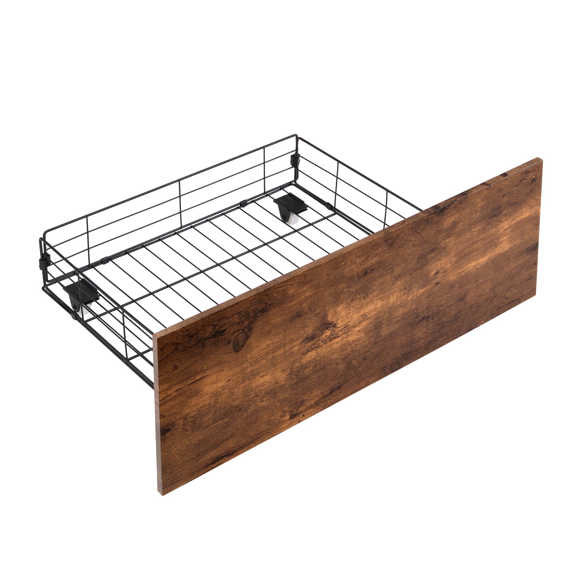 Queen Size Bed Frame With Storage Headboard And 2 Drawers, Led Lights Bed With Charging Station, Metal Platform Bed No Noise, Mattress Foundation Strong Metal Slats Support No Box Spring Needed Box Spring Not Required Queen Black Brown Iron Brown Bedroom