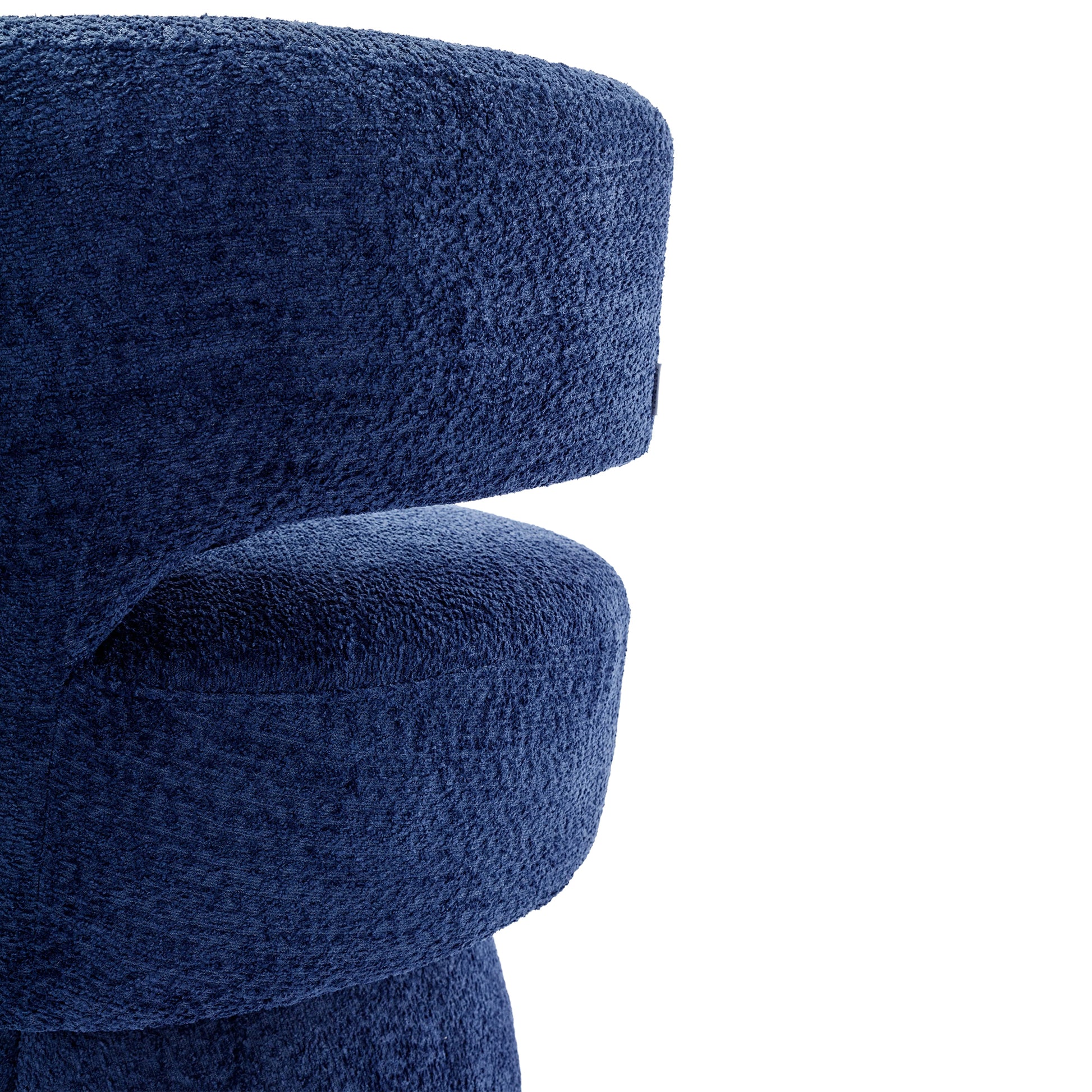 360 Degree Swivel Cuddle Barrel Accent Chairs, Round Armchairs With Wide Upholstered, Fluffy Fabric Chair For Living Room, Bedroom, Office, Waiting Rooms Navy Foam Boucle