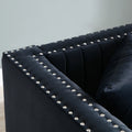 Contemporary Vertical Channel Tufted Velvet Sofa Modern Upholstered Couch For Living Room Apartment With 2 Pillows,Black Black Foam Velvet