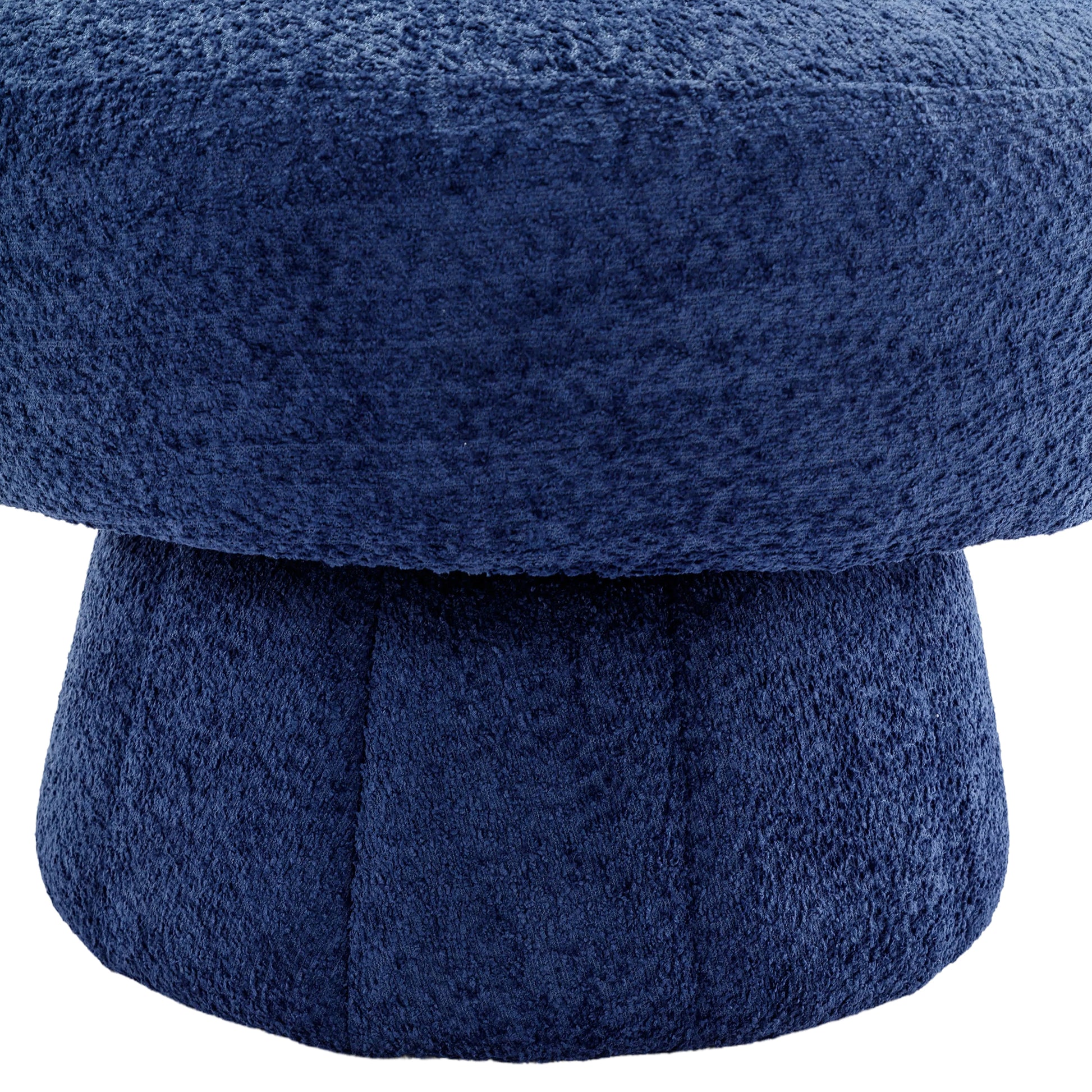 360 Degree Swivel Cuddle Barrel Accent Chairs, Round Armchairs With Wide Upholstered, Fluffy Fabric Chair For Living Room, Bedroom, Office, Waiting Rooms Navy Foam Boucle
