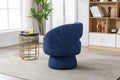 360 Degree Swivel Cuddle Barrel Accent Chairs, Round Armchairs With Wide Upholstered, Fluffy Fabric Chair For Living Room, Bedroom, Office, Waiting Rooms Navy Foam Boucle