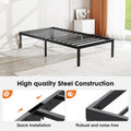 Heavy Duty Metal Bed Frame With Sturdy Steel Slat Support, Twin Black Iron