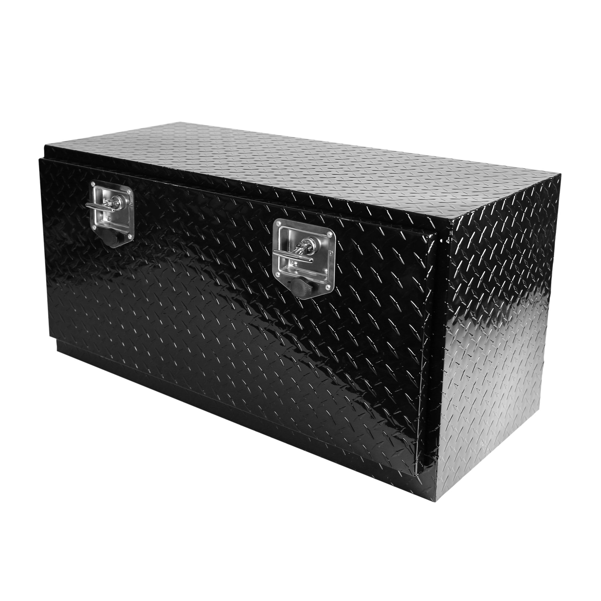 36 Inch Heavy Duty Black Aluminum Tread Tool Box Truck Trailer Underbody Storage Locks With T Handle Latch Key 36" 36" 17.1" 17.9" Black Aluminum