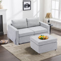 2 Seat Module Sectional Sofa Couch With 1 Ottoman,Seat Cushion And Back Cushion Removable And Washable,Light Grey Light Grey Wood Primary Living Space Soft Modern Rubberwood Foam Linen 2 Seat