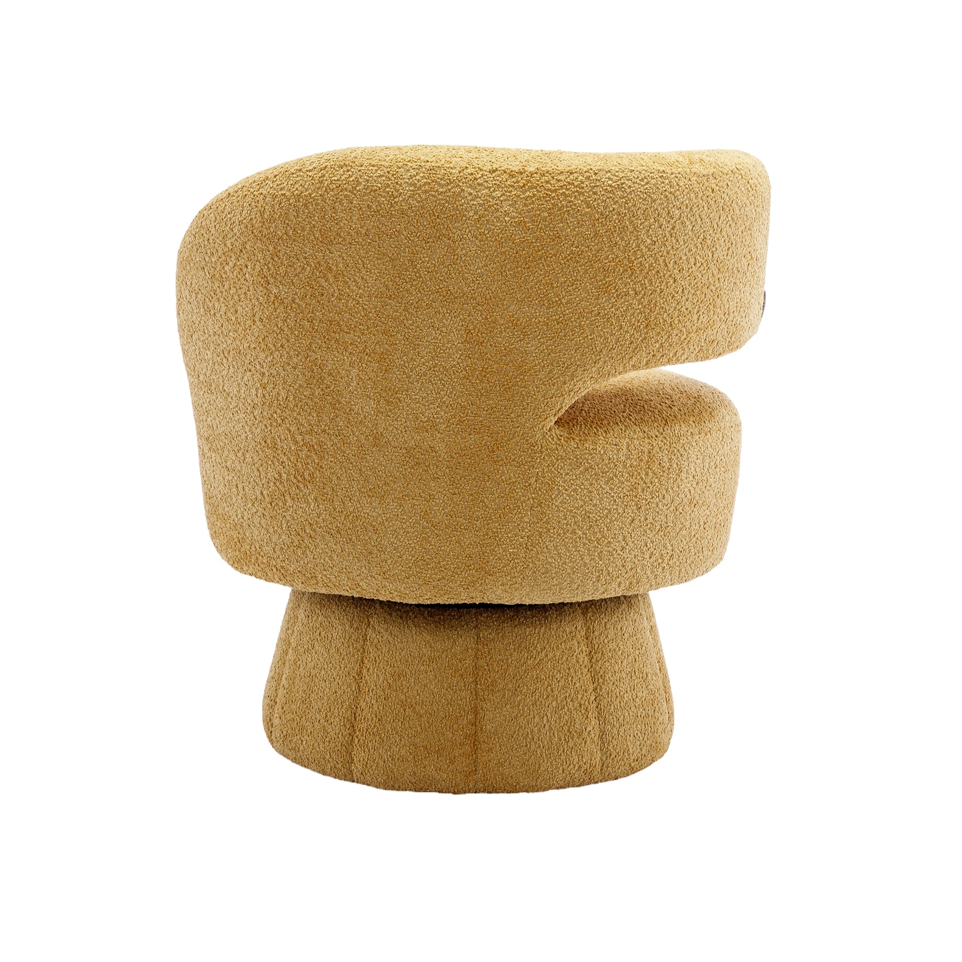 360 Degree Swivel Cuddle Barrel Accent Chairs, Round Armchairs With Wide Upholstered, Fluffy Fabric Chair For Living Room, Bedroom, Office, Waiting Rooms Yellow Foam Boucle
