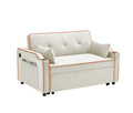 Sofa Bed, 3 In 1 Convertible Sofa Chair Bed, Adjustable Backrest Chair, Chaise Lounge With Usb Ports, Cup Holder, Side Pocket,Beige Beige Velvet