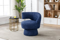 360 Degree Swivel Cuddle Barrel Accent Chairs, Round Armchairs With Wide Upholstered, Fluffy Fabric Chair For Living Room, Bedroom, Office, Waiting Rooms Navy Foam Boucle
