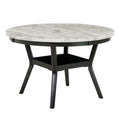 5 Piece Dining Table And Chair Set, Round Dining Table With 4 Upholstered Chairs, Dining Table Set With Storage Black White Solid Wood Mdf
