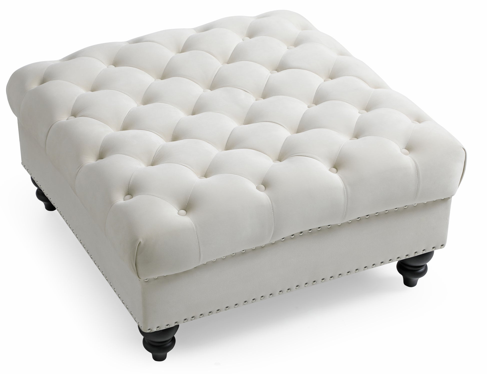 Nola G0357 O Ottomanivory Ivory Foam Velvet