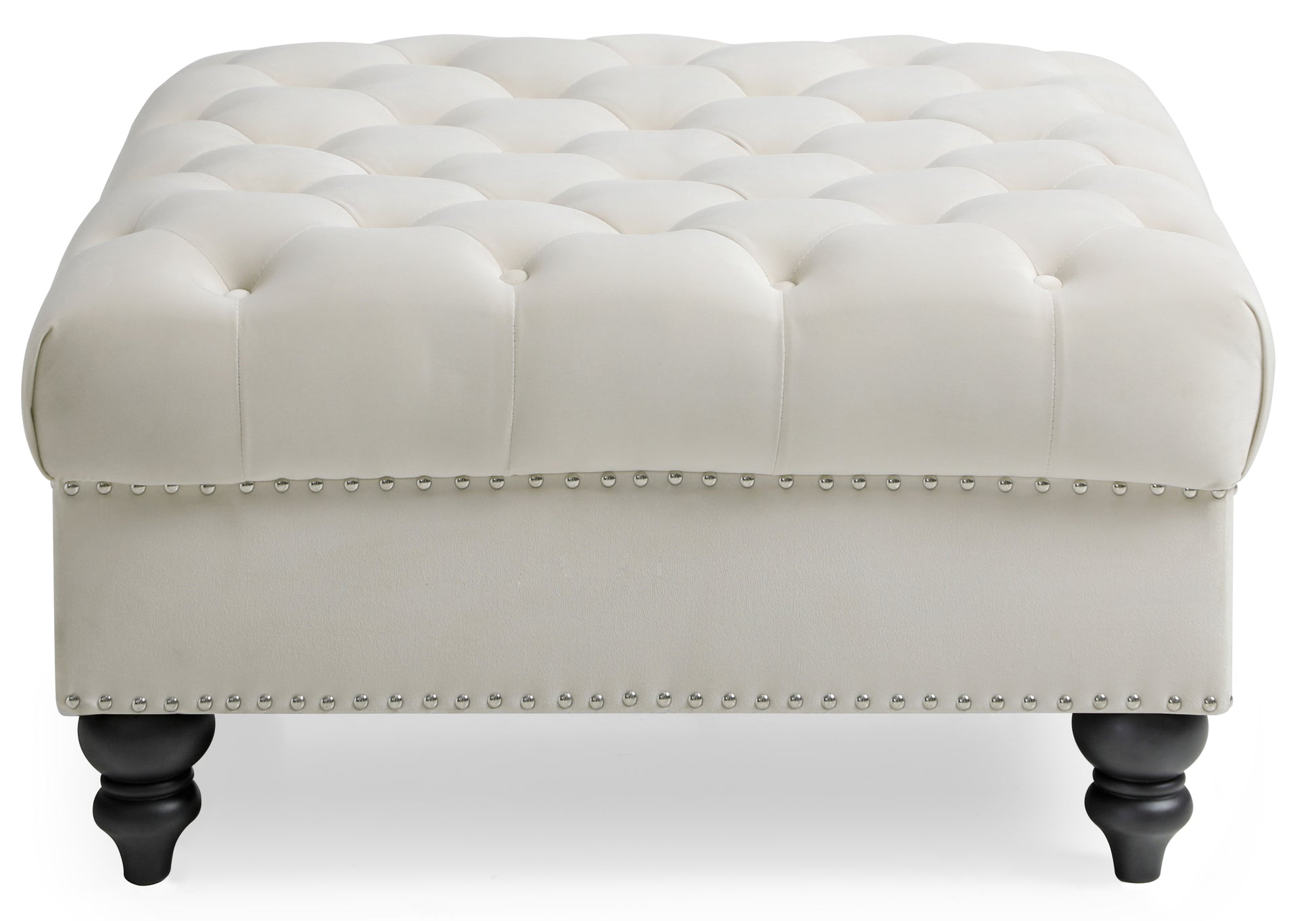 Nola G0357 O Ottomanivory Ivory Foam Velvet