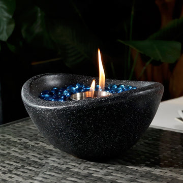 Tabletop Fire Pit Black, Outdoor & Indoor Fire Pit, Portable Concrete Fire Pit, Personal Ethanol Fireplace, Outdoor Table Top Fire Pit, Mini Fire Pit Smokeless Fire Bowl Black Concrete