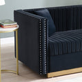 Contemporary Vertical Channel Tufted Velvet Sofa Modern Upholstered Couch For Living Room Apartment With 2 Pillows,Black Black Foam Velvet 3 Seat