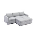 3 Seat Module Sectional Sofa Couch With 2 Ottoman,Seat Cushion And Back Cushion Removable And Washable,Light Grey Light Grey Wood Primary Living Space Soft Modern Rubberwood Foam Linen 3 Seat