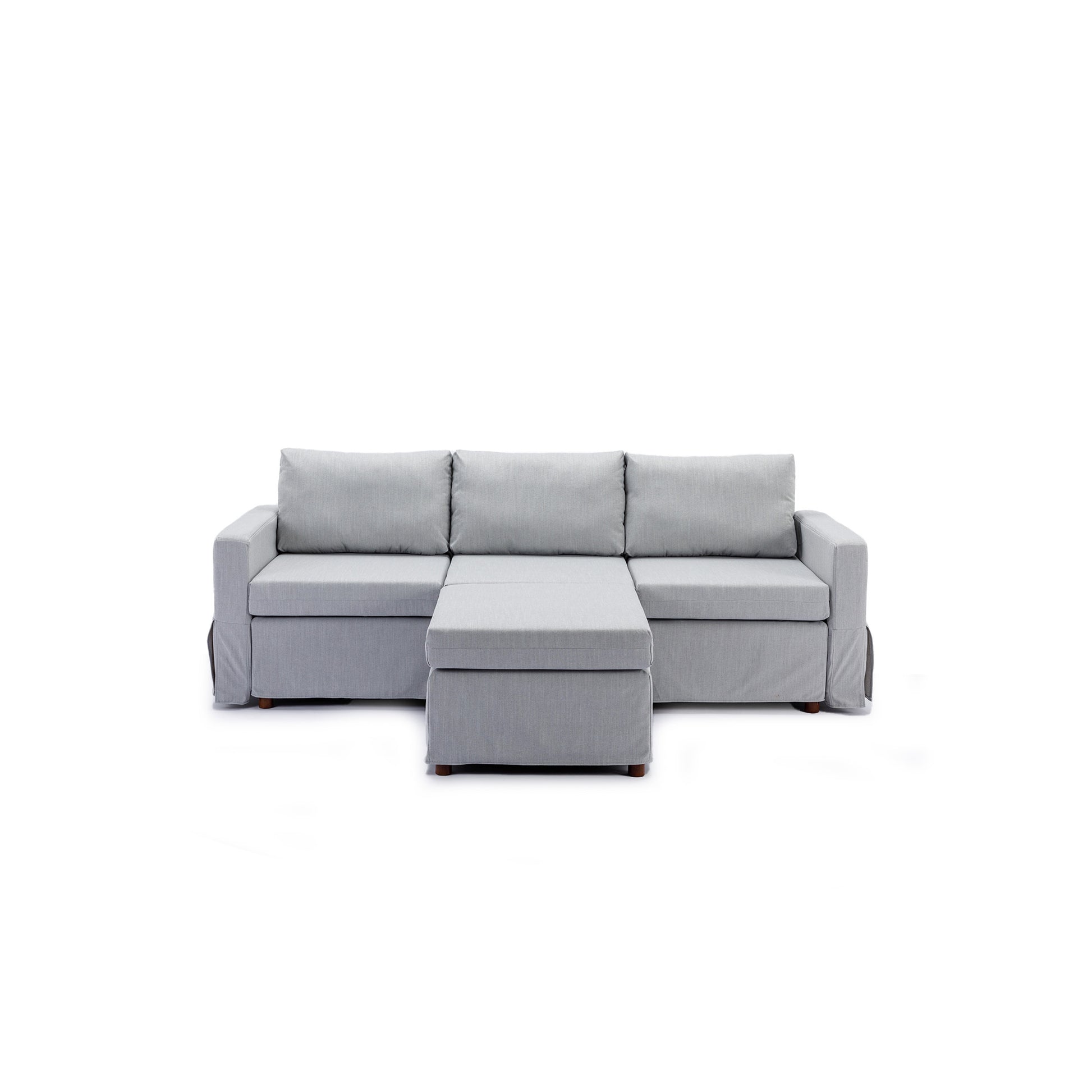 3 Seat Module Sectional Sofa Couch With 1 Ottoman,Seat Cushion And Back Cushion Removable And Washable,Light Grey Light Grey Wood Primary Living Space Soft Modern Rubberwood Foam Linen 3 Seat