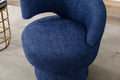 360 Degree Swivel Cuddle Barrel Accent Chairs, Round Armchairs With Wide Upholstered, Fluffy Fabric Chair For Living Room, Bedroom, Office, Waiting Rooms Navy Foam Boucle