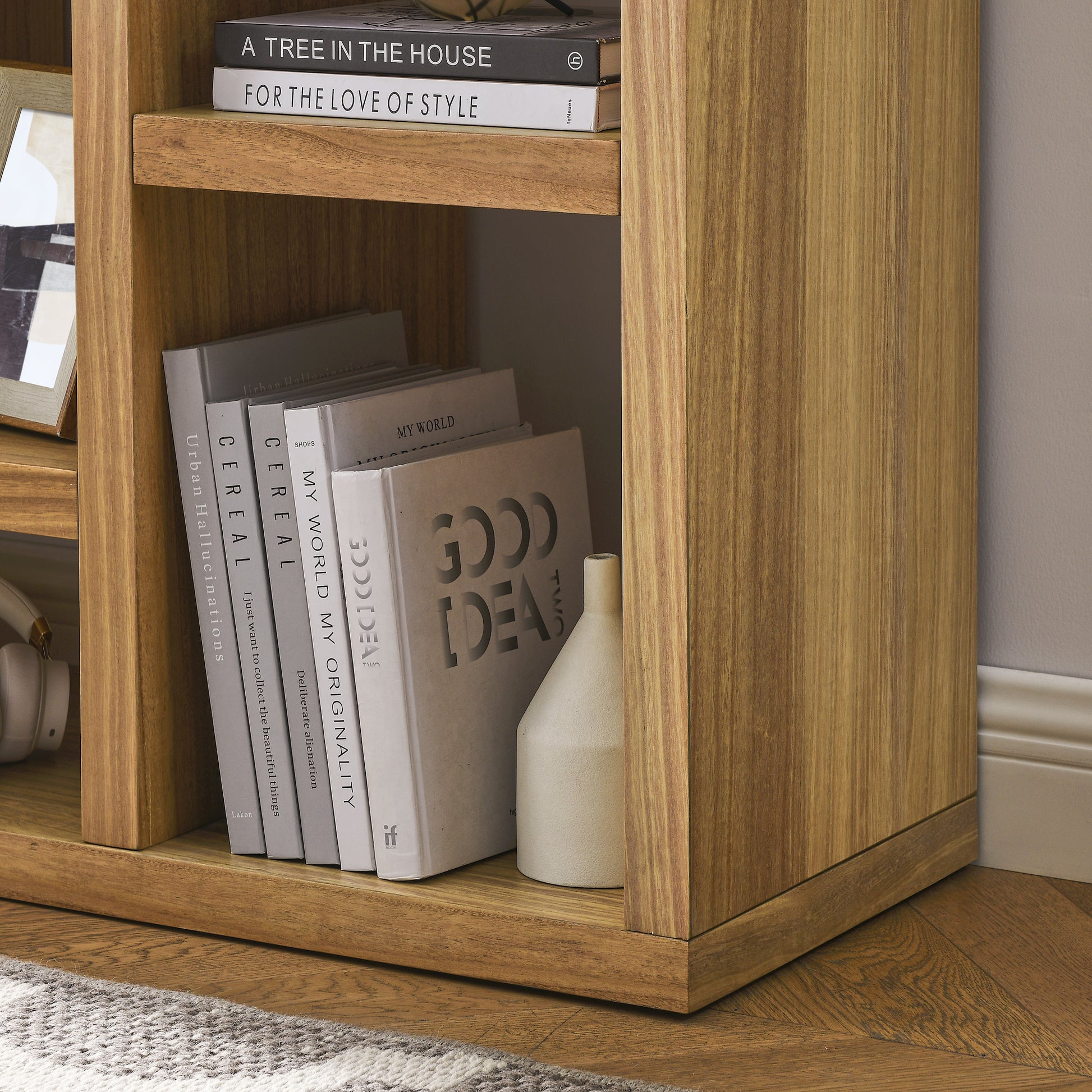 Open Wooden Open Shelf Bookcase, Freestanding Display Storage Cabinet With 7 Cube Storage Spaces, Floor Standing Bookshelf, Entryway, Living Room Storage Cabinet Natural Wood Mdf