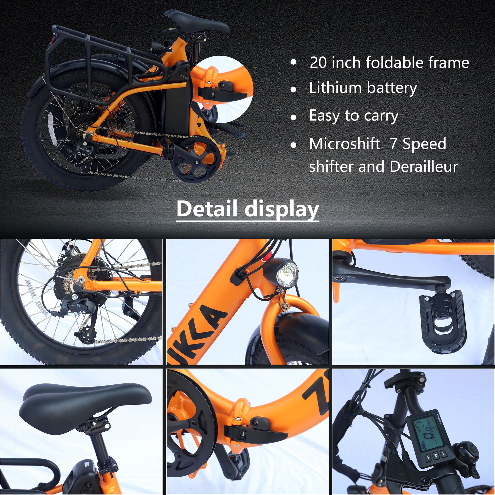 Electric Bike For Adults, 500W Motor 25Mph Max Speed, 48V 10Ah Removable Battery, 20" Fat Tire Foldable Electric Bike And 7 Speed Electric Bicycles Cycling Black Garden & Outdoor American Design Aluminium Alloy