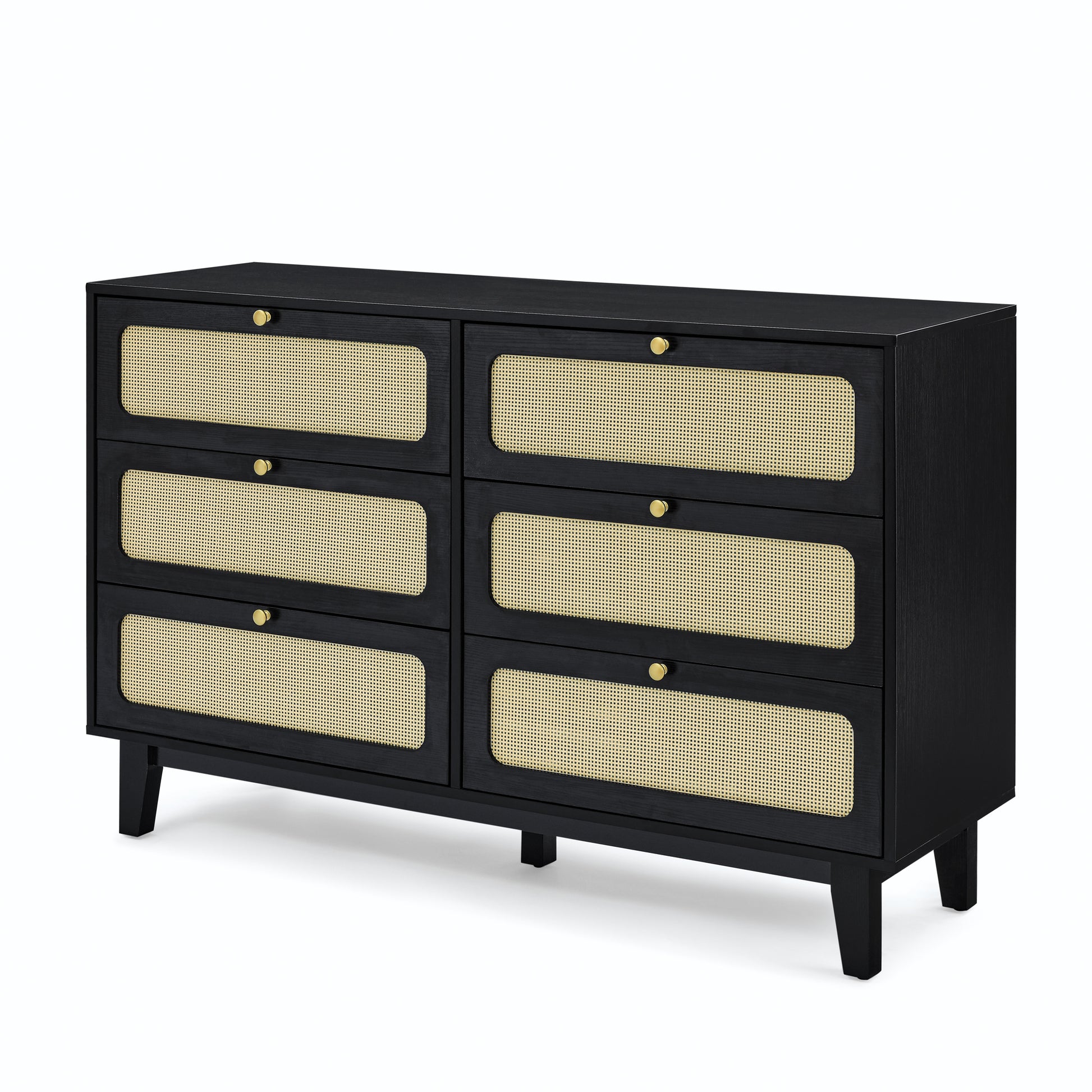 Drawer Bedroom Dresser, Wooden Antique Dresser, Tv Cabinet Bedroom Living Room Corridor Storage Dresser, Storage Box Drawer Cabinet, Six Drawer Cabinet Black Solid Wood Mdf