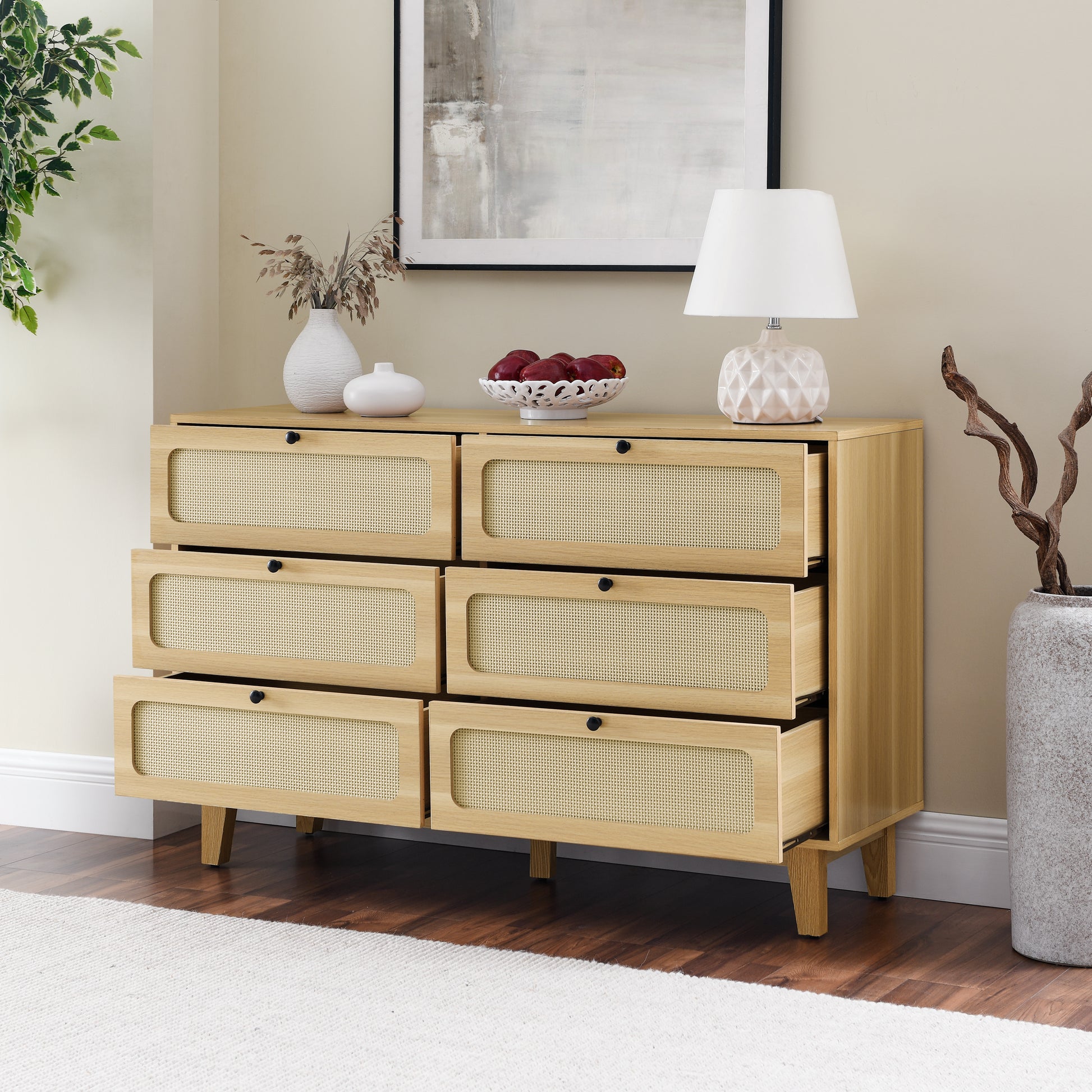 Drawer Bedroom Dresser, Wooden Antique Dresser, Tv Cabinet Bedroom Living Room Corridor Storage Dresser, Storage Box Drawer Cabinet, Six Drawer Cabinet Natural Wood Solid Wood Mdf