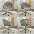 Modern Home Office Leisure Chair With Adjustable Velvet Height And Adjustable Casters Grey Grey Primary Living Space Cotton Velvet