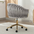 Modern Home Office Leisure Chair With Adjustable Velvet Height And Adjustable Casters Grey Grey Primary Living Space Cotton Velvet