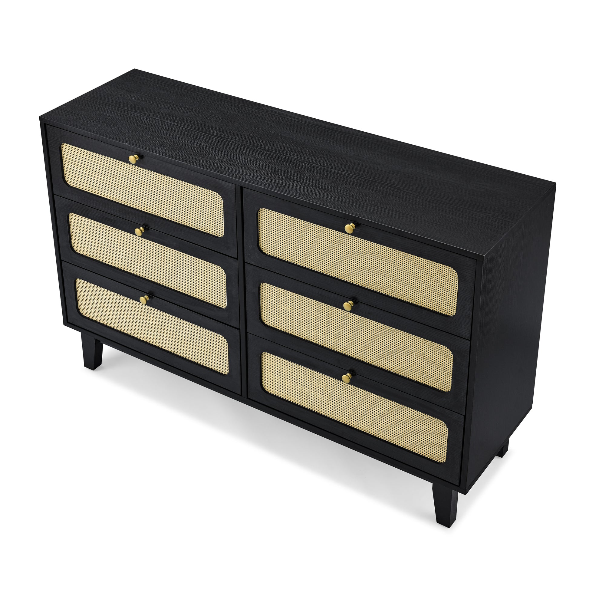 Drawer Bedroom Dresser, Wooden Antique Dresser, Tv Cabinet Bedroom Living Room Corridor Storage Dresser, Storage Box Drawer Cabinet, Six Drawer Cabinet Black Solid Wood Mdf