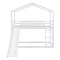 Twin Over Twin Bunk Bed With Roof, Slide And Ladder, White Twin White Solid Wood