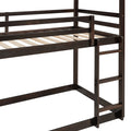 Twin Over Twin Bunk Bed With Roof, Slide And Ladder, Espresso Twin Espresso Solid Wood