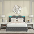 Queen Platform Bed Framevelvet Upholstered Bed With Deep Tufted Buttons And Trim, Adjustable Colorful Led Light Decorative Headboard, Bed Sides With Pull Out Storage 4 Drawers, Grey Queen Grey Velvet
