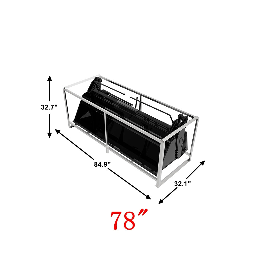 78" Skid Steer 4 In 1 Combo Multi Purpose Bucket Attachment Quick Tach Black Steel