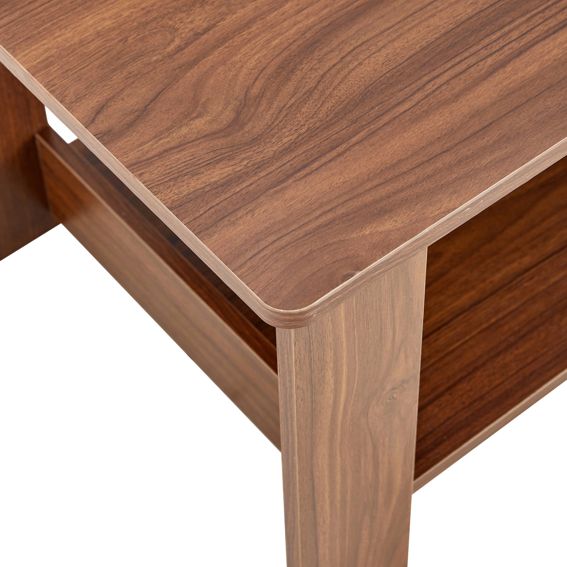 Modern And Practical Walnut Textured Coffee Tablestea Tables. The Double Layered Coffee Table Is Made Of Mdf Material. Suitable For Living Room 43.3"*21.6"*16.5" Ct 16 Walnut Mdf
