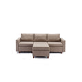 3 Seat Module Sectional Sofa Couch With 1 Ottoman For Living Room,Seat Cushion And Back Cushion Non Removable And Non Washable,Brown Brown Wood Primary Living Space Soft Modern Rubberwood Foam Linen 3 Seat