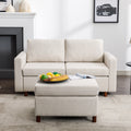 2 Seat Module Sectional Sofa Couch With 1 Ottoman For Living Room,Seat Cushion And Back Cushion Non Removable And Non Washable,Cream Cream Wood Primary Living Space Soft Modern Rubberwood Foam Linen 2 Seat