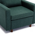 Single Seat Module Sofa Sectional Couch With Armrest With 1 Ottoman,Cushion Covers Non Removable And Non Washable,Green Green Wood Primary Living Space Soft Modern Rubberwood Foam Linen 1 Seat