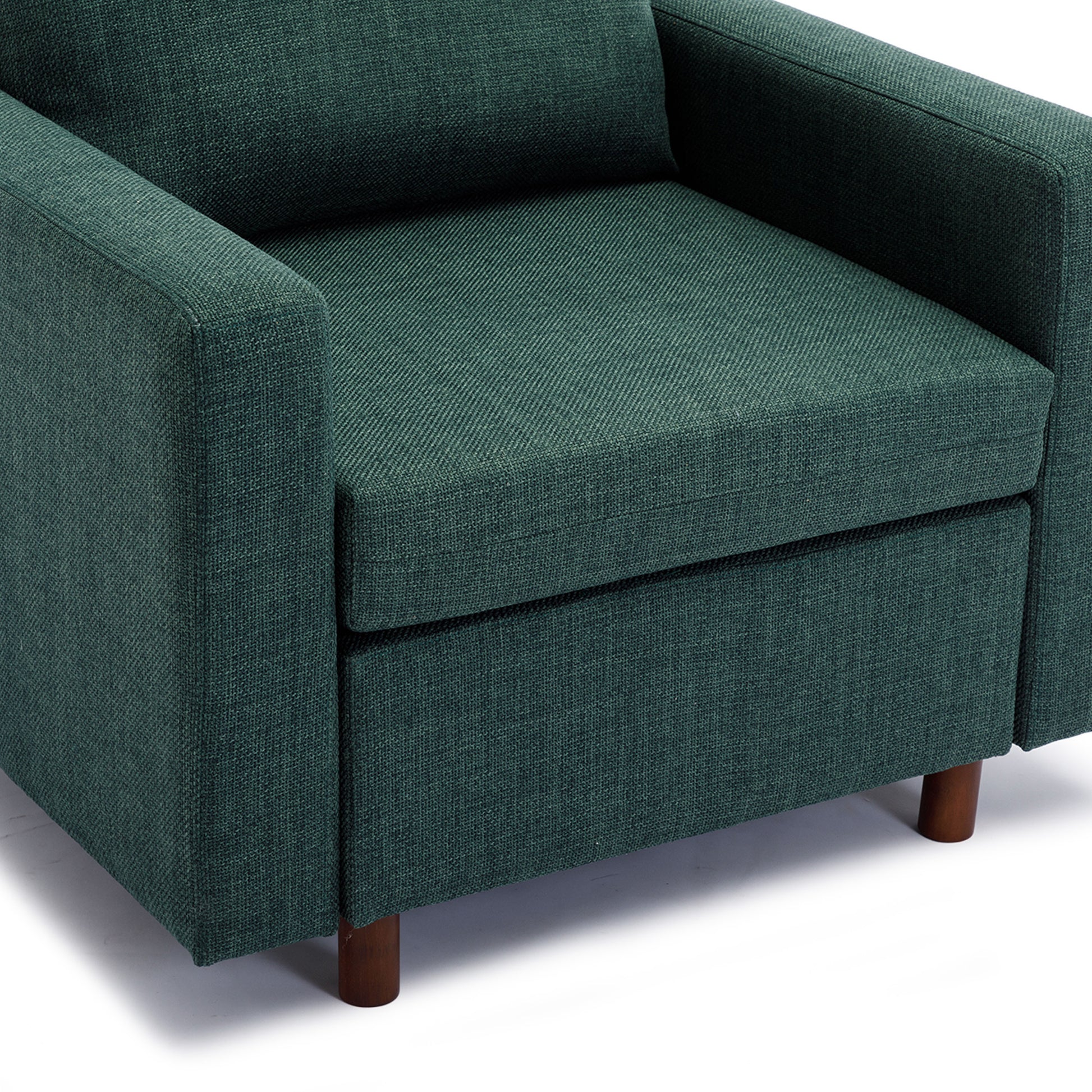 Single Seat Module Sofa Sectional Couch With Armrest With 1 Ottoman,Cushion Covers Non Removable And Non Washable,Green Green Wood Primary Living Space Soft Modern Rubberwood Foam Linen 1 Seat