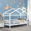 Twin Over Twin Bunk Bed With Roof, Slide And Ladder, White Twin White Solid Wood