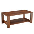 Modern And Practical Walnut Textured Coffee Tablestea Tables. The Double Layered Coffee Table Is Made Of Mdf Material. Suitable For Living Room 43.3