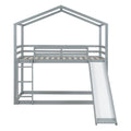 Twin Over Twin Bunk Bed With Roof, Slide And Ladder, Gray Twin Gray Solid Wood