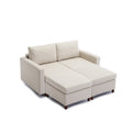 2 Seat Module Sectional Sofa Couch With 2 Ottoman For Living Room,Seat Cushion And Back Cushion Non Removable And Non Washable,Cream Cream Wood Primary Living Space Soft Modern Rubberwood Foam Linen 2 Seat