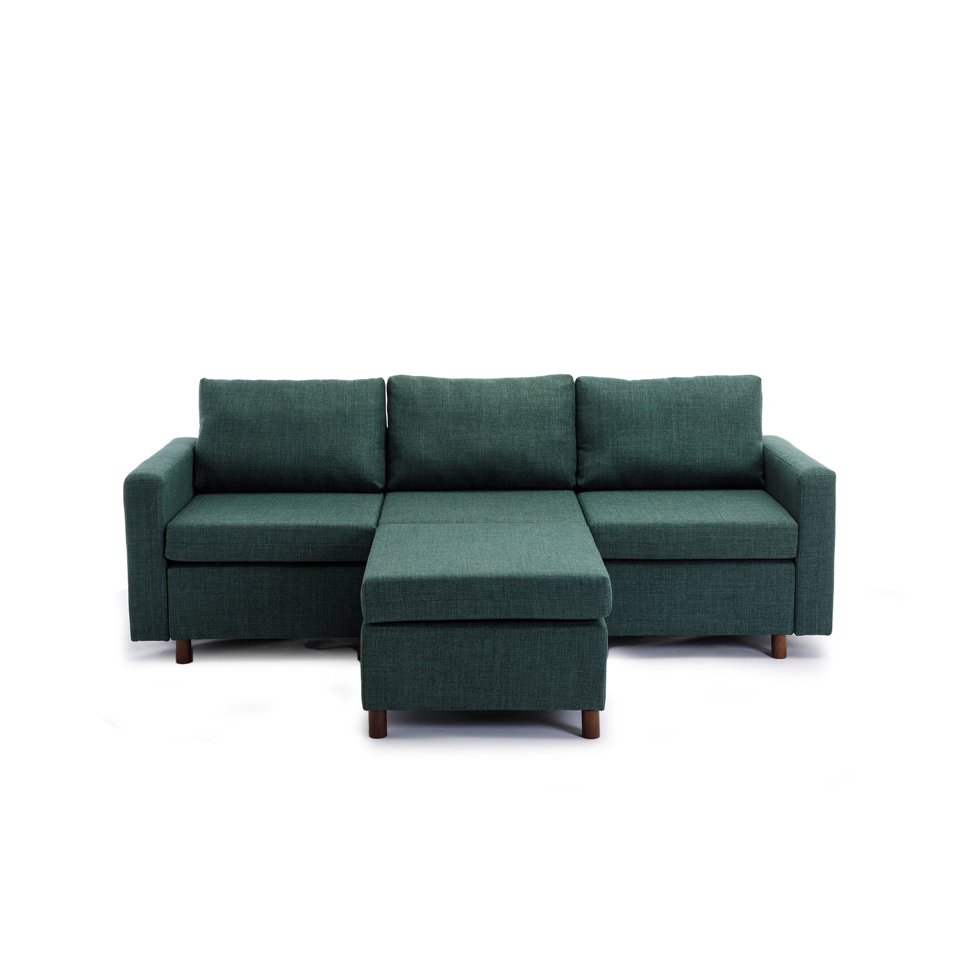 3 Seat Module Sectional Sofa Couch With 1 Ottoman For Living Room,Seat Cushion And Back Cushion Non Removable And Non Washable,Green Green Wood Primary Living Space Soft Modern Rubberwood Foam Linen 3 Seat