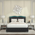 Queen Platform Bed Framevelvet Upholstered Bed With Deep Tufted Buttons And Trim, Adjustable Colorful Led Light Decorative Headboard, Bed Sides With Pull Out Storage 4 Drawers, Black Queen Black Velvet