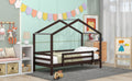 Twin Over Twin Bunk Bed With Roof, Slide And Ladder, Espresso Twin Espresso Solid Wood