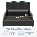 Queen Platform Bed Framevelvet Upholstered Bed With Deep Tufted Buttons And Trim, Adjustable Colorful Led Light Decorative Headboard, Bed Sides With Pull Out Storage 4 Drawers, Black Queen Black Velvet