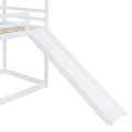 Twin Over Twin Bunk Bed With Roof, Slide And Ladder, White Twin White Solid Wood